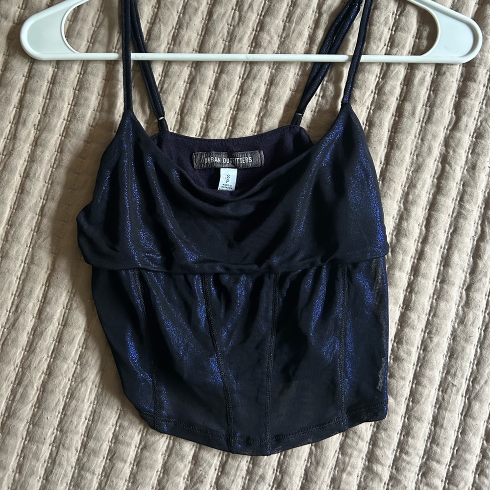 navy blue shimmer top